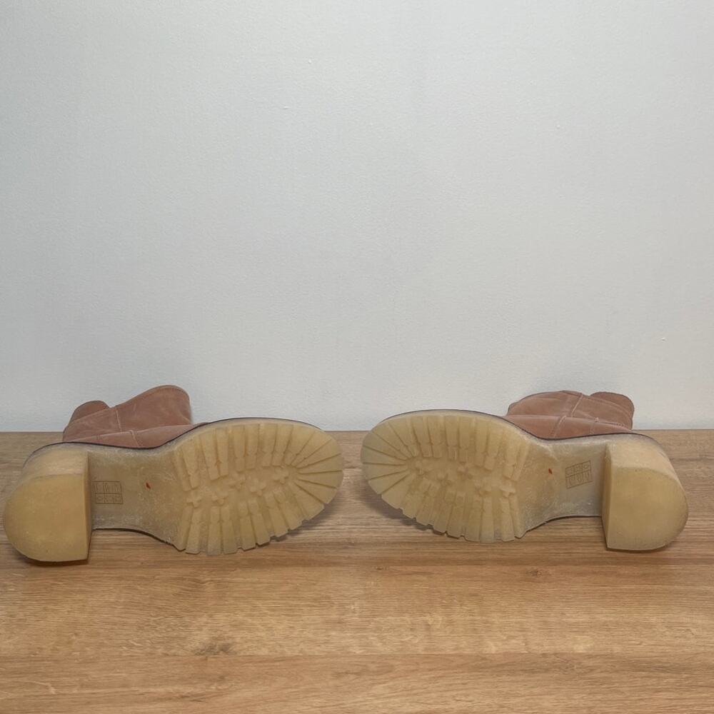 Free People Brown Leather Jack Zip Ankle Boots Lug Sole Size 7 Made in Spain - Picture 7 of 7